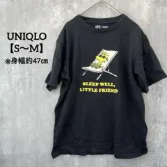 UNIQLO 【160/S〜M】レディース キッズ スヌーピー Tシャツ 黒