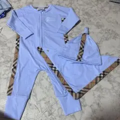 Burberry ライトブルー ロンパース 68cm 帽子付き