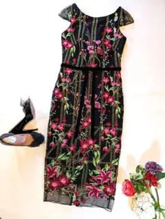 新品 MARCHESA NOTTE マルケッサノッテ フラワー 刺繍ワンピース
