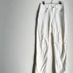 無印良品　ホワイト　パンツ　無地　コットン　カジュアル　シンプル