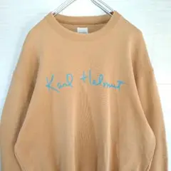 カールヘルム　90S　スウェット　ビッグロゴ　肘パッチ　キャメル