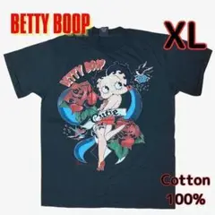 メンズ Tシャツ XL 黒 ベティちゃんBETTY BOOP バラ柄 新品 人気