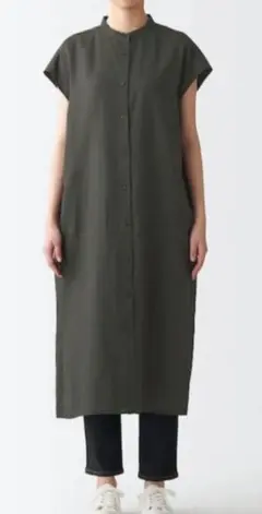 無印良品 フレンチリネン洗いざらしフレンチスリーブワンピース