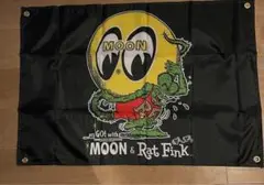 mooneyes ムーンアイズ×RATFINK　ミニフラッグ 60×90A×BK