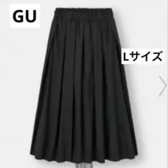 GU タックギャザーフレアロングスカート ブラック　L