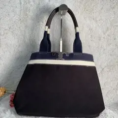 トリーバーチ ハーフムーン ハンドバッグ トートバッグ キャンパス レザー