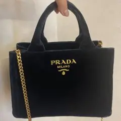 PRADA 人気 ベロア ネイビー