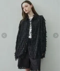 美品　AIVER シアーフリンジシャツ　ブラック