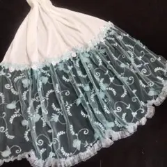 クールタオル　No.934　ストール　ヒラヒラ花びらチュールレース　ハンドメイド