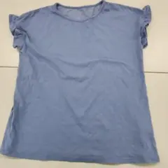 ライトブルー フリル袖 Tシャツ 160