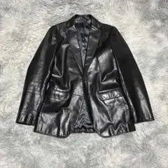 【美品】UNITED ARROWS 本革 テーラードジャケット BLACK