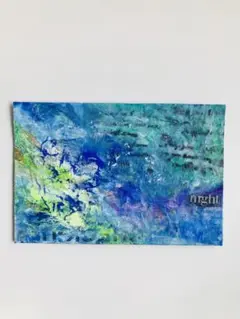 抽象画　コラージュ　アート　原画　ポストカードサイズ