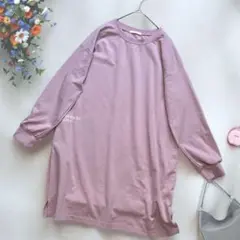 HEARTMARKET オーバーサイズロングトレーナー ビッグシルエット ピンク