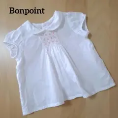 ボンポワン Bonpoint 半袖ブラウス スモッキング刺繍 白 6M 美品