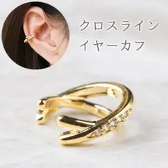 1346★クロスライン イヤーカフ 2連 二連 イヤカフ 片耳