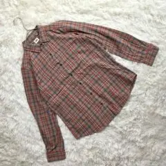 ユニクロ　UNIQLO　シャツ　長袖　M　チェックシャツ　レッド　ブラウン