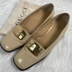 正規品✨美品✨ ロゴ GUCCI レザー フラットシューズ 革靴 ローファー