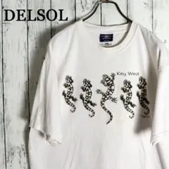 90s DELSOL デルソル KEYWEST ヤモリ 爬虫類プリント Tシャツ
