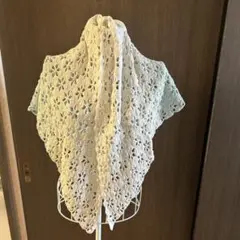 ワンダーコットン三角ショールお花透かし模様