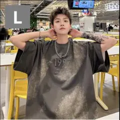 ストリート1997ロゴTシャツ　ヴィンテージ風　ワイドシルエット　ブラック　L