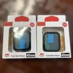 2個スマートウォッチ防水ケース 40mm ブラック シルバー