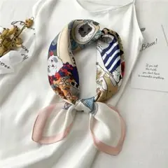 【新品未使用】カラフルコスプレ猫イラスト スカーフ 70cm x 70cm