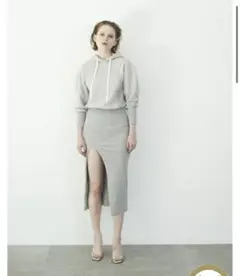 Rosary Moon Front Slit Hoodie Dress グレー