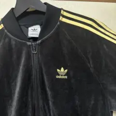 adidas ベルベット ジャンパー M 黒/黄