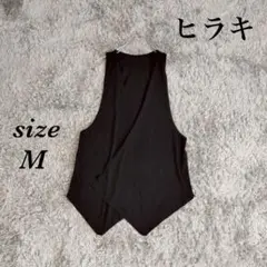 ヒラキ (M) 薄手素材 ジレ カットソー素材 重ね着 ノーボタン 羽織り