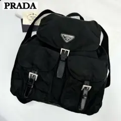 高級✨プラダ リュックサック バックパック 三角ロゴ ナイロンxレザー 黒