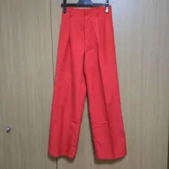 【再値下】赤ハイウエストカラーストレートスラックス