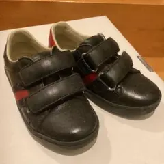 GUCCI グッチ ベルクロスニーカー ブラック/レッド 24 15.5cm 美