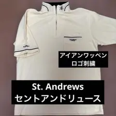 St. Andrews アイアン刺繍ワッペンロゴ刺繍黄色ハーフジップウェア