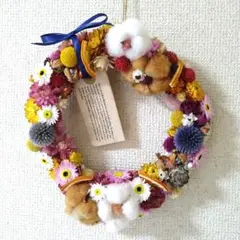 ドライフラワーリース 沢山のお花のリース インテリア壁飾り