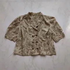 美品　LaPaix ヴィンテージ 総柄 半袖シャツ 9 ダブルボタン