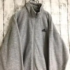 【90s adidas】パフォーマンスロゴ フリースジャケット グレー M