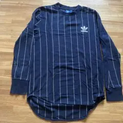 adidas ネイビー ストライプ Lサイズ 長袖カットソー