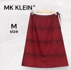 MK KLEIN+ 美品 赤 花柄 スカート フレアスカート バーガンディ