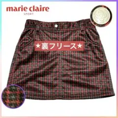 美品 マリクレール スカート 裏地フリース ゴルフウェア M レッド 秋冬 暖か