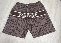 SOMEDIFF ブラウン ロゴプリント ショートパンツ Lサイズ