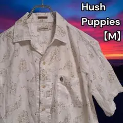美品★ハッシュパピー【Hush Puppies】半袖シャツ 花柄 リネン M