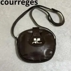 【クレージュ】希少　ショルダーバッグ　ラウンド　レザー　ヴィンテージ　ブラウン