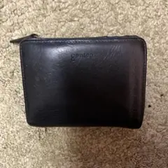genten 黒 レザー 二つ折り財布