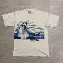 90s シングルステッチ USA製 シャチ アニマル アート Tシャツ