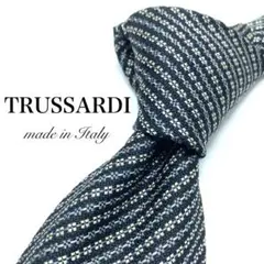 【極美品】TRUSSARDI ネクタイ 新品同様 ストライプ ゴージャス 黒 金