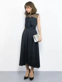 【美品】ビスチェ風セミロングワンピース ブラック 黒 M ラボラトリーワーク