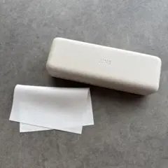 JINS 白　メガネケース　メガネ拭き付き