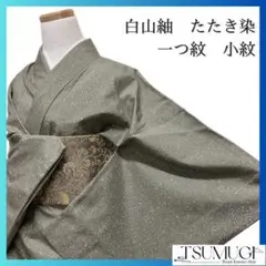 白山紬　たたき染　一つ紋　小紋　着物　104a p