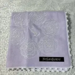 Yves Saint Laurent 刺繍入り　ラベンダー　ガーゼ ハンカチ
