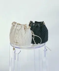 MISCHMASCH ミッシュマッシュ キルティング巾着バッグ ホワイト 美品